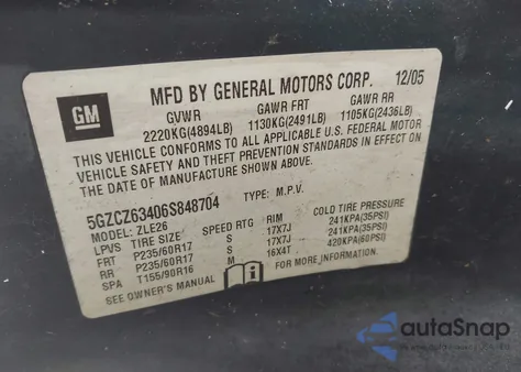 2006 Saturn Vue V6 from USA, damaged, VIN 5GZCZ63406S848704